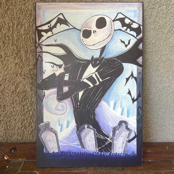 Disney Other - Jack Skellington Painting 17x11 Acrylic Nightmare Before Christmas Wall Art